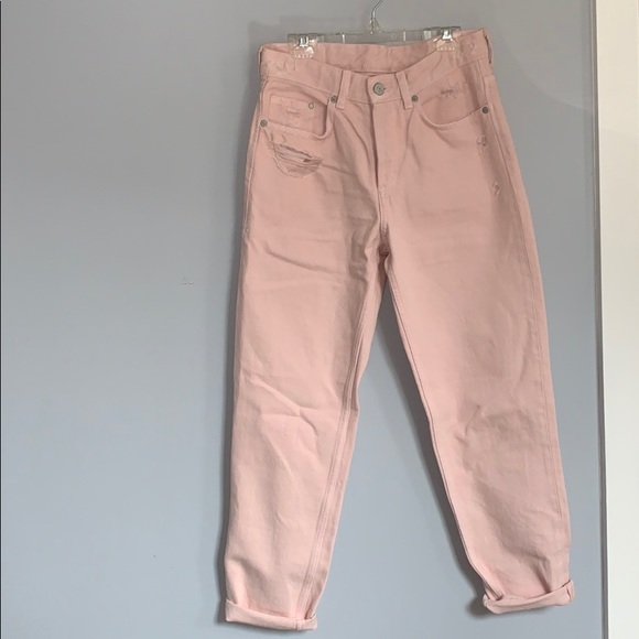 H&M pink jeans size 24 boyfriend low waist - Picture 1 of 4